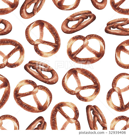 Watercolor pretzel pattern Watercolor pretzel pattern 32939406