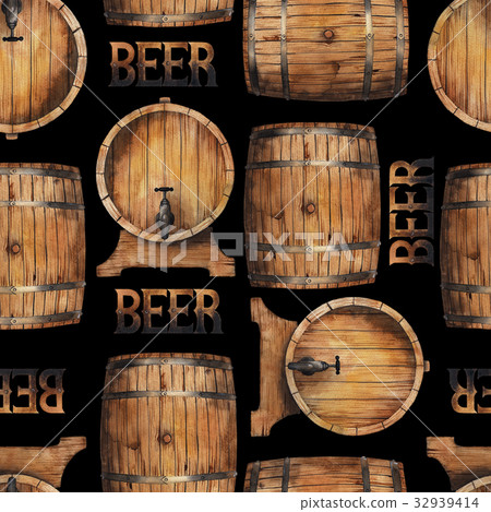 Watercolor barrels of beer Watercolor barrels of beer 32939414