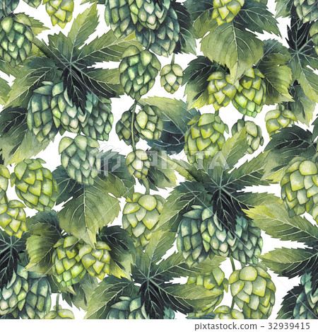 Watercolor hops pattern 32939415