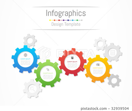 Infographic gear design elements with 4 options - Stock Illustration