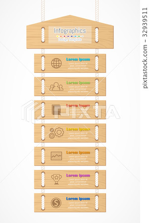 Infographic wood design elements with 7 options Infographic wood design elements with 7 options 32939511
