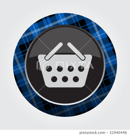button blue, black tartan - shopping basket icon button blue, black tartan - shopping basket icon 32940446