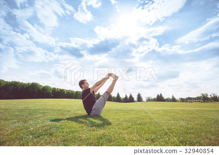 Young person practice yoga outdoors healthy 32940854