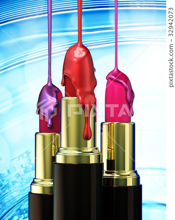 Red lipstick and multi-colored droplet nail polish Red lipstick and multi-colored droplet nail polish 32942073