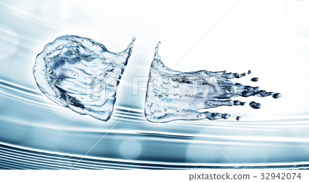 Water splash on blue background Water splash on blue background 32942074