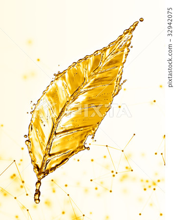 Leaf made of water splash gold color Leaf made of water splash gold color 32942075