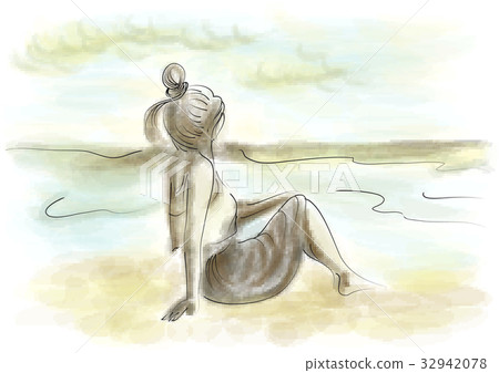 woman on beach alone woman on beach alone 32942078