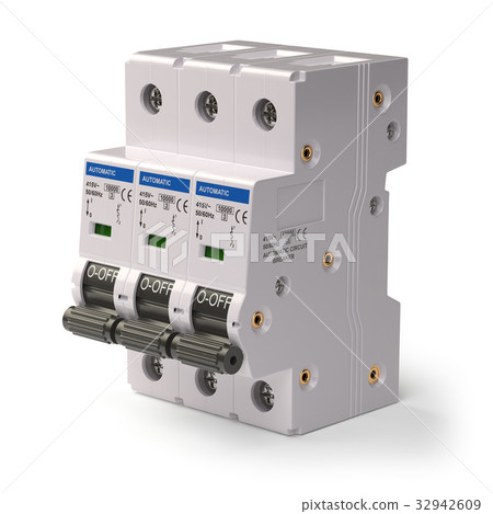 Automatic circuit breaker isolated on white  32942609