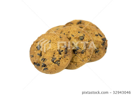Chocolate chip cookie isolated on white 32943046