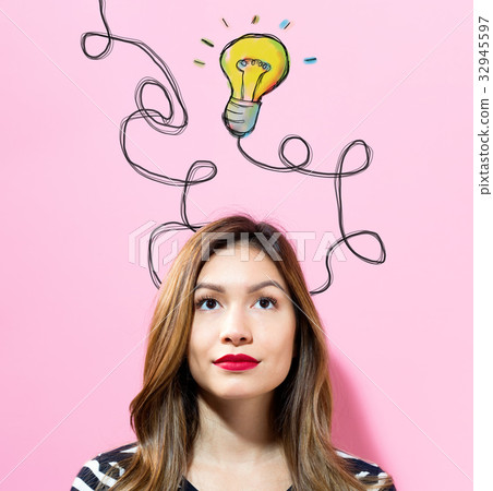 Light Bulb with young woman Light Bulb with young woman 32945597