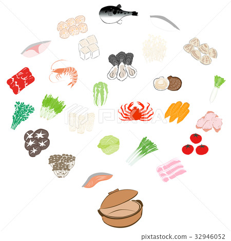 Pot, ingredients, illustration, material 32946052