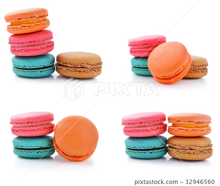 Colorful macaroons on white background Colorful macaroons on white background 32946560