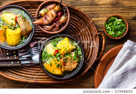 Latin American food. Traditional chilean pork soup Latin American food. Traditional chilean pork soup 32946692