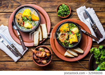 Latin American food. Traditional chilean pork soup Latin American food. Traditional chilean pork soup 32946698