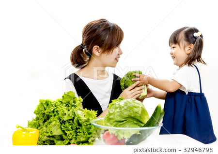 Image to prepare salad with parent and child 32946798