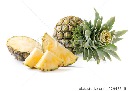 fresh sliced pineapple isolated on white fresh sliced pineapple isolated on white 32948246