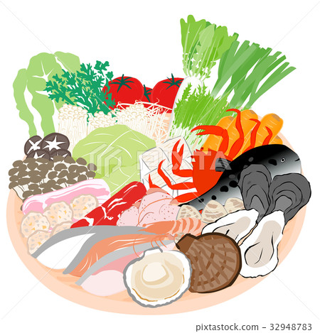 Ingredients to put in the pan on the colander 32948783