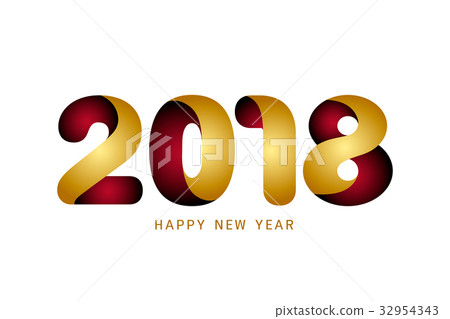 Happy new year 2018 text design. Happy new year 2018 text design. 32954343