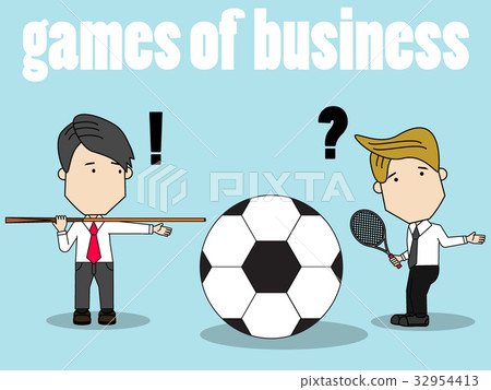 Businessmen compete in different types of sport Businessmen compete in different types of sport 32954413