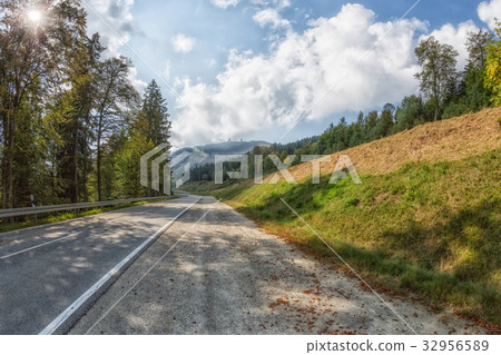 A road leads directly to the great Arber Bavaria A road leads directly to the great Arber Bavaria 32956589