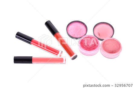 Pink make up isolated on white back ground Pink make up isolated on white back ground 32956707
