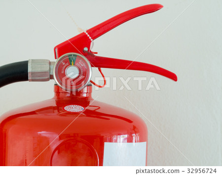 Fully Charged Meter on red Fire Extinguisher. Fully Charged Meter on red Fire Extinguisher. 32956724