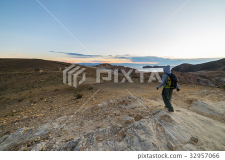 Backpacker exploring the majestic Inca Trails Backpacker exploring the majestic Inca Trails 32957066