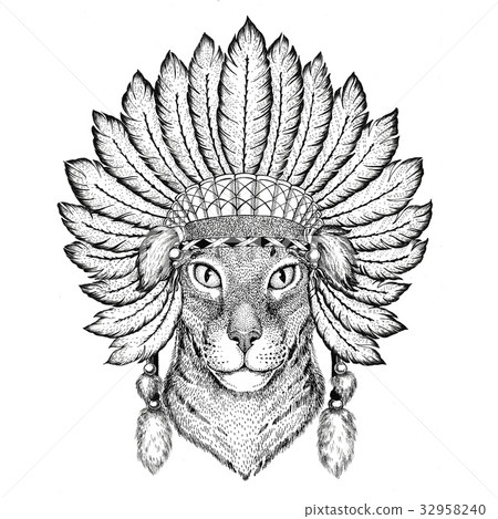 Oriental cat with big ears Wild animal wearing 32958240