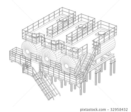 Industrial equipment. Wire-frame style 32958432