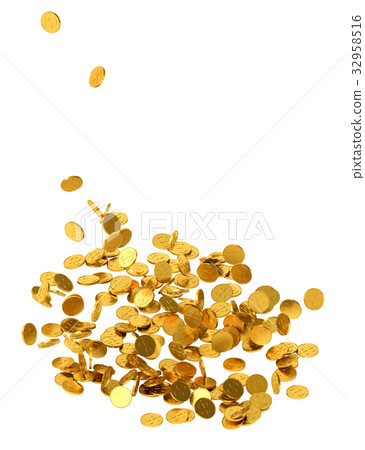 Falling gold coins on white background - Stock Illustration [32958516 ...