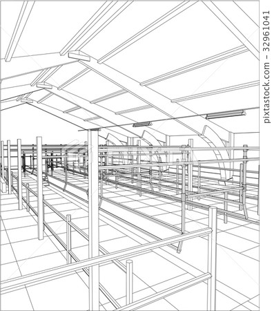 Abstract industrial building constructions indoor Abstract industrial building constructions indoor 32961041