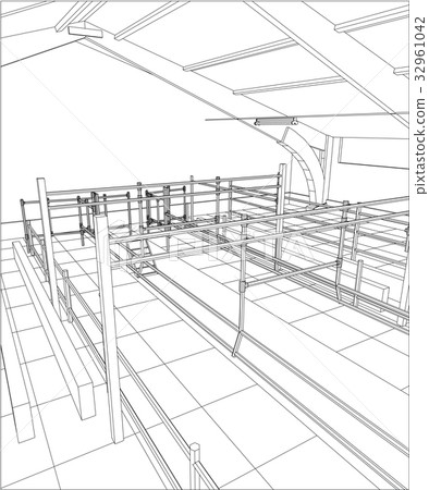 Abstract industrial building constructions indoor Abstract industrial building constructions indoor 32961042