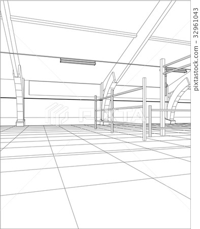 Industrial building constructions indoor. Tracing Industrial building constructions indoor. Tracing 32961043