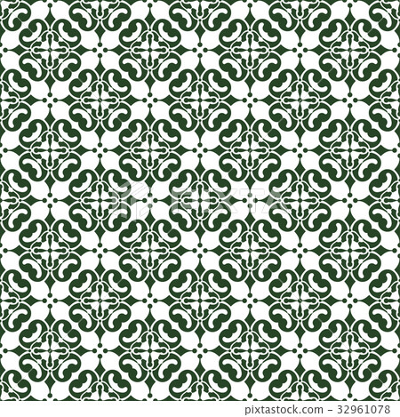 Dark Green Abstract Damask Pattern Background. - Stock Illustration ...
