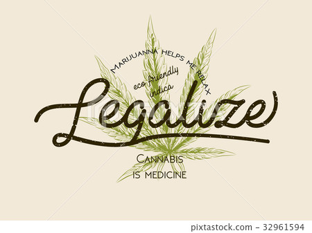 Legalize marijuana cannabis green leaf retro logo Legalize marijuana cannabis green leaf retro logo 32961594