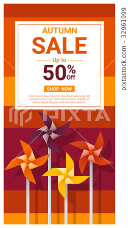 Autumn sale banner with colorful pinwheels 32961999