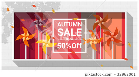 Autumn sale window display with colorful pinwheels Autumn sale window display with colorful pinwheels 32962001