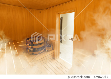 Interior of Finnish sauna, classic wooden sauna 32962017