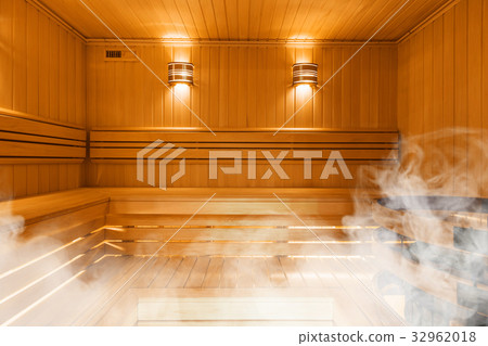 Interior of Finnish sauna, classic wooden sauna 32962018
