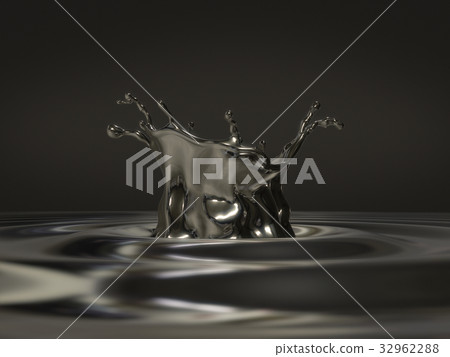Silver splashing,ripples and waves.3D rendering Silver splashing,ripples and waves.3D rendering 32962288