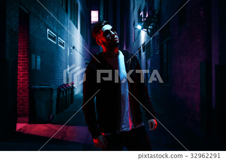 Cool man on dark street Cool man on dark street 32962291
