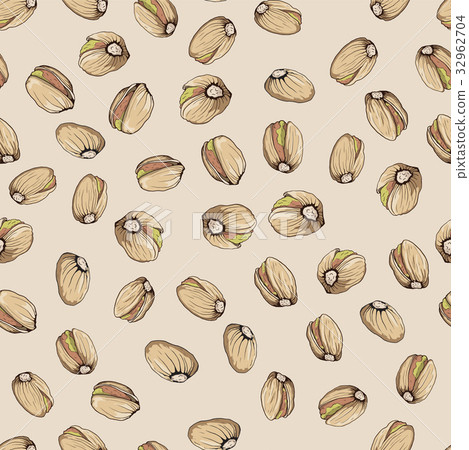 Seamless pattern with pistachio nuts. Vector 32962704