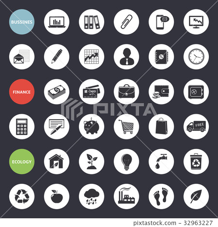 Set of web icons for business, finance and ecology Set of web icons for business, finance and ecology 32963227