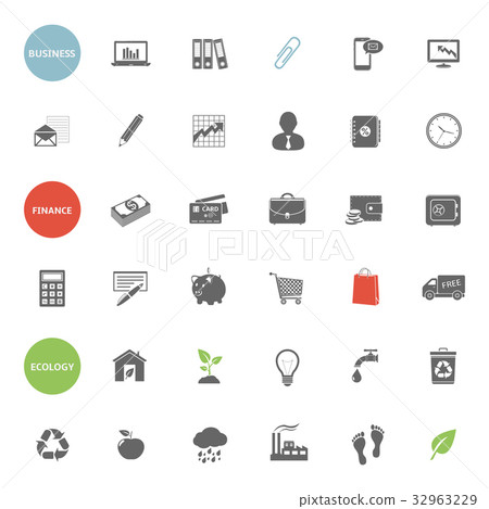 Business, finance and ecology icons set 32963229
