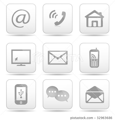 Contact buttons set, email icons. Contact buttons set, email icons. 32963686