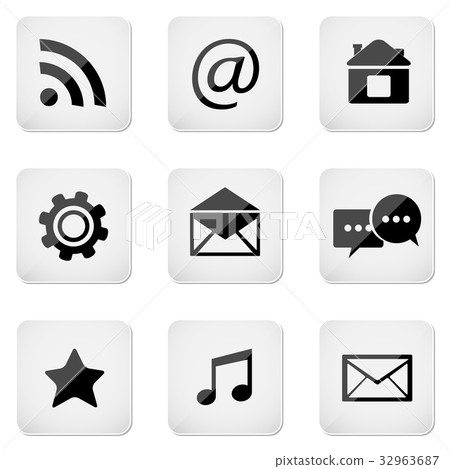 Contact buttons set, e-mail icons Contact buttons set, e-mail icons 32963687