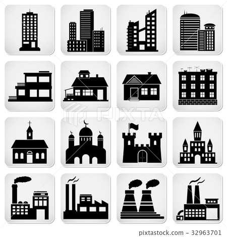 Set of various building icons Set of various building icons 32963701