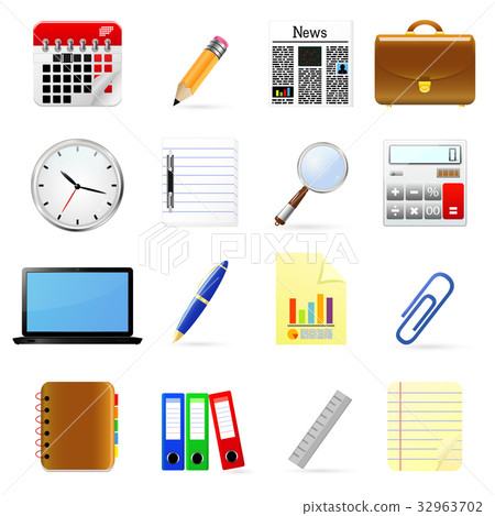 Office supplies icons set 32963702