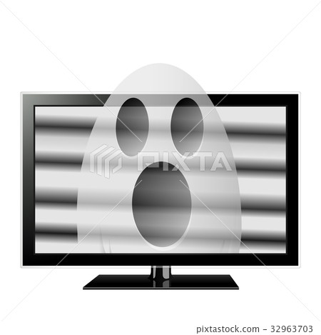 Ghost emerges through television screen Ghost emerges through television screen 32963703