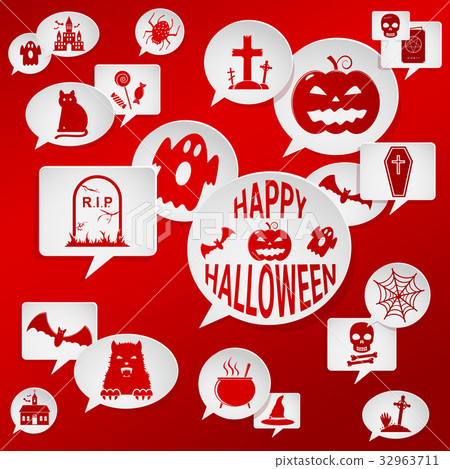 Speech bubbles with Halloween symbols Speech bubbles with Halloween symbols 32963711